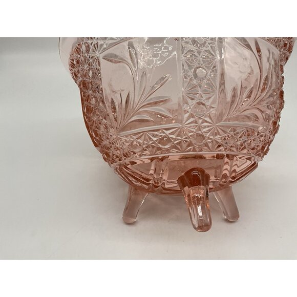 McKee Snappy Vintage Innovation Line Pink PresCut Floral Flared Footed Bowl MCM - Picture 13 of 16